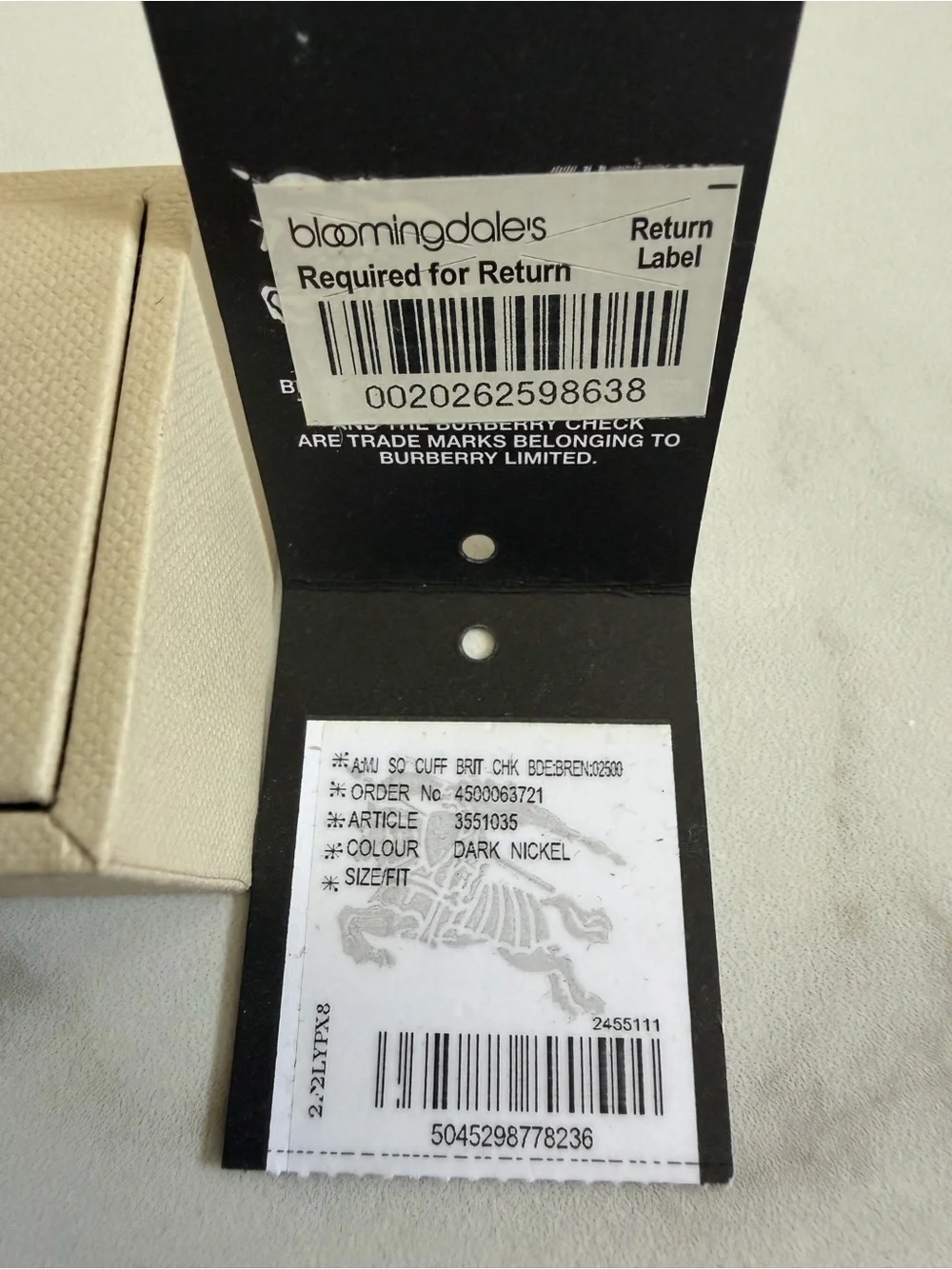 Authentic Burberry Men’s Cufflinks Dark Nickel Check Plaid  W/ Original Box EUC